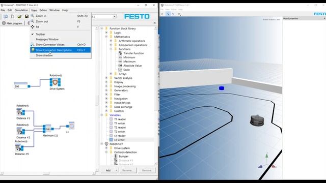 RobotinoSIM: Distance Sensor/Работа с датчиками расстояния