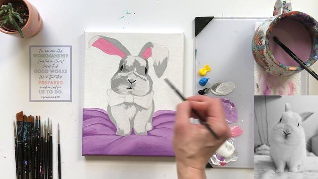 How To Paint A White Easter Bunny In 45-minutes Or Less Using Acrylics