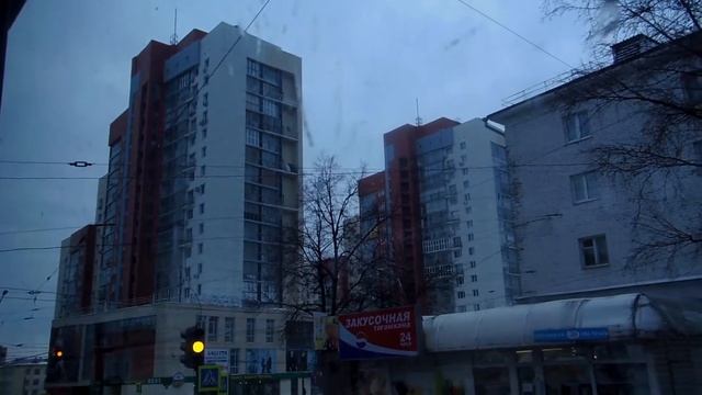 По Уфе на трамвае №5. От автовокзала до ул.Ленина. Сумерки