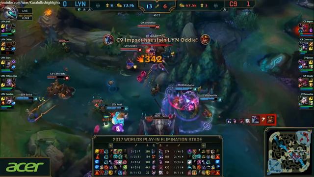 Cloud 9 Vs Lyon Gaming Highlights Game 2 - S7 Worlds 2017 Play In Grand Final 1 Of 4 - C9 Vs LYN G2