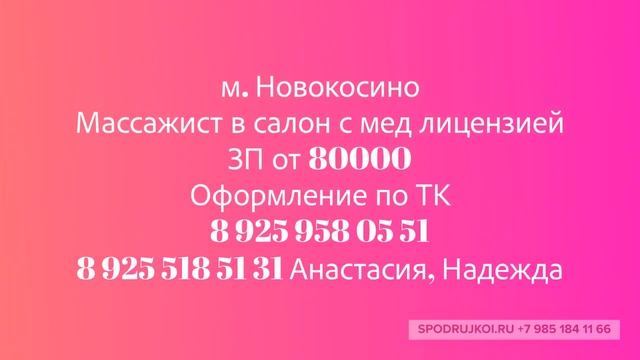Вакансии для массажистов 30 01 20