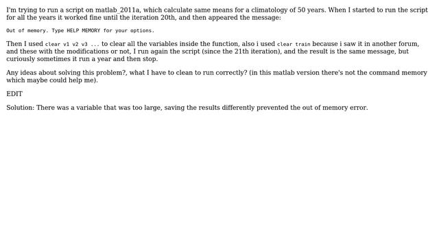 Ubuntu: Out Of Memory On MATLAB