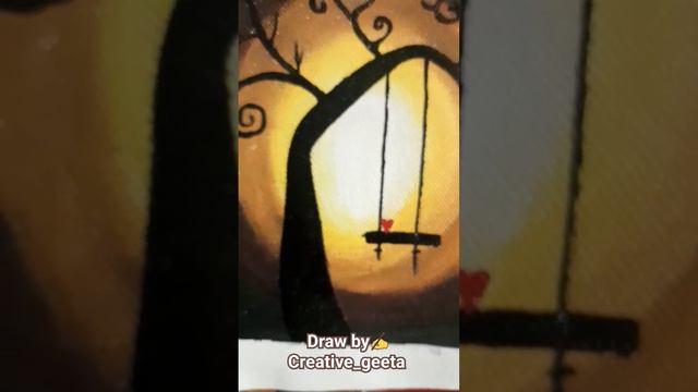 Beautiful Canvas Painting For Beginners With Acrylic Colour. ✍️❤️sunset Song #violin #music