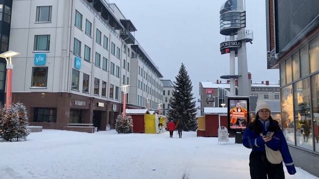 Koskikatu, Rovaniemi, Finland At Daytime In Winter Season
