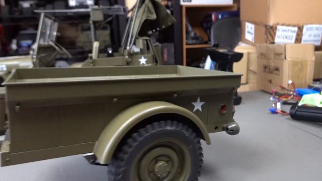1/6 WW2 WILLYS MB JEEP - 50 CAL MACHINE GUN, TRAILER & CANVAS TOP