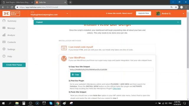 How To Install Hello Bar Pop-Ups On WordPress