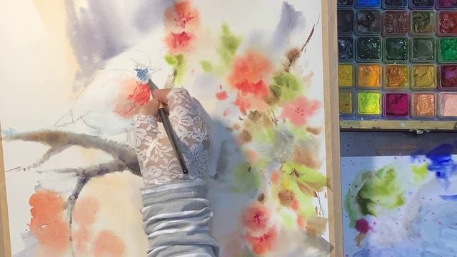 [ Step By Step Tutorial ] - How To Easily Do Birds And Flowers In Watercolor