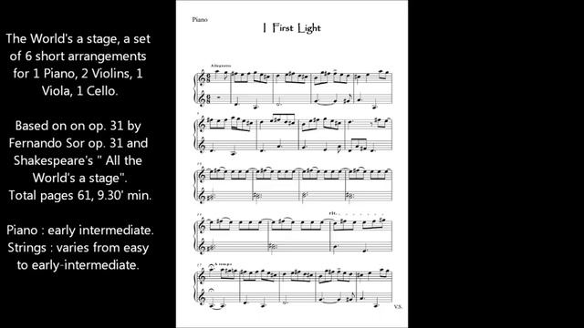 The World's A Stage Piano Strings Ensemble Music Score