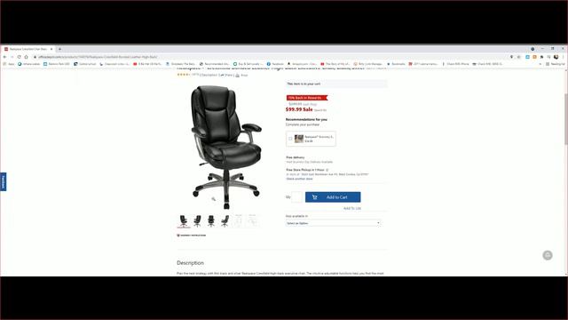 $150 Off Now Realspace® Cressfield Bonded Leather High-Back Executive Chair, Black/Silver