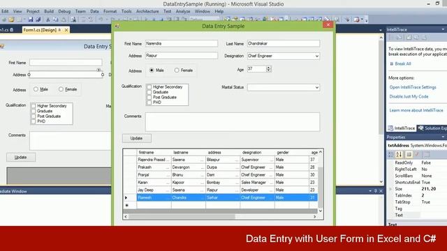 Data Entry with User Form in Excel and C#