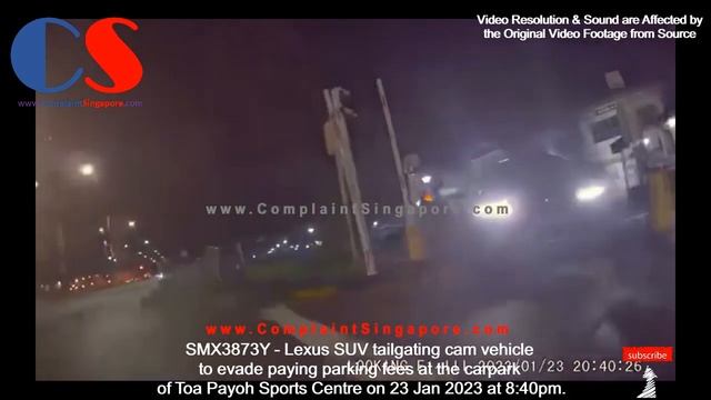 #SMX3873Y Lexus SUV Tailgating Cam Vehicle To Evade Paying Parking Fees At A Carpark