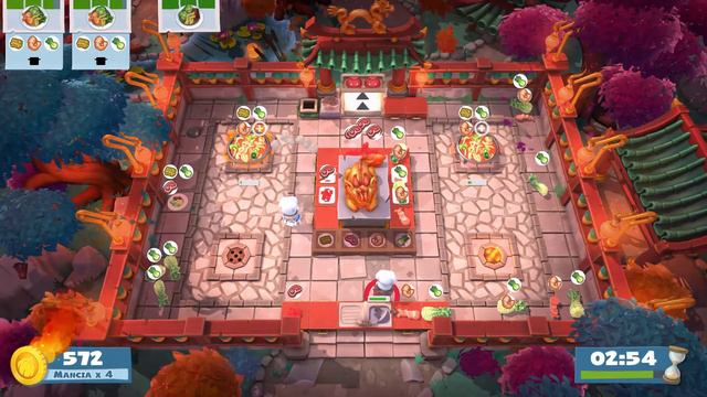 Overcooked 2. Chinese New Year 1-2 | 2 Players Online Coop 4 Stars | Score: 2136