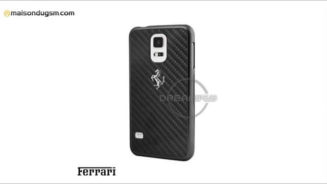 Coque Samsung Galaxy S5 Ferrari Fibre Carbone Noir