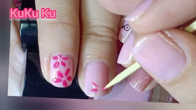 Easy Tutorial Pink Flower Nail Art KuKu Ku Batik Design