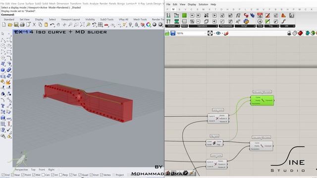 Grasshopper in 1 minute - EX 14 - Iso curve + MD slider