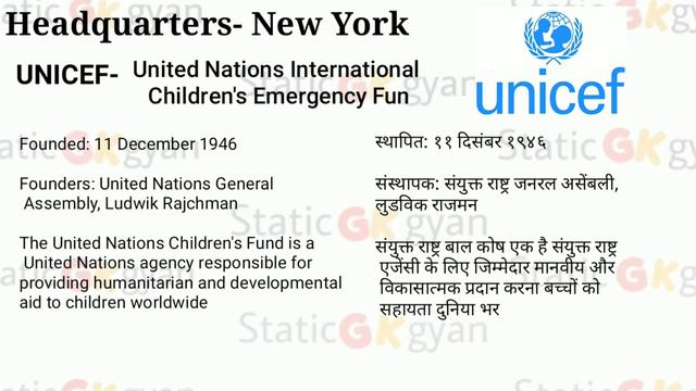 International Organizations And Their Headquarters Static GK  #StaticGKgyan