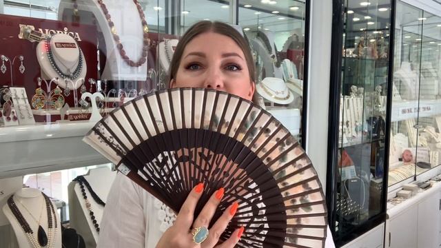 Два веера и аквамарины (Esmeralda серебро)