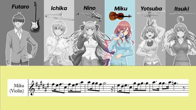 The Quintessential Quintuplets 2 ED Hatsukoi Cover Trumbone Sax Violin Trumpet Flute