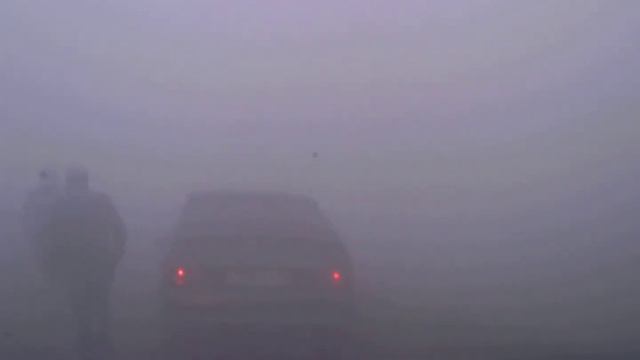 Жесткий туман на трассе Новосибирск-Омск!Видимость 0