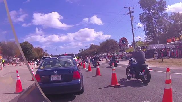 Daytona Bike Week Driving past the IRon Horse