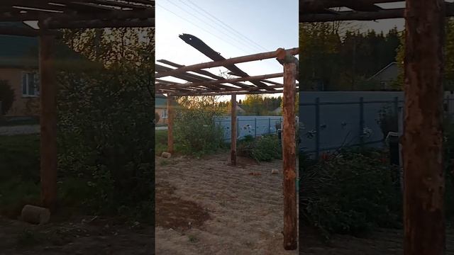 Навес для машины..сделано из сушнины ..что валялась в лесу!!!