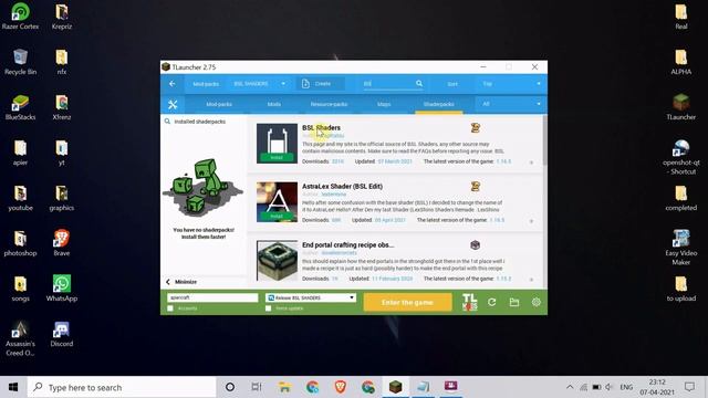 How To Download And Install BSL/SEUS Shaders In Tlauncher 1.16.5 Minecraft || RTX Shaders Tlauncher