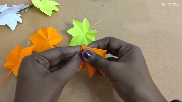 ?Paper Craft For Beginner /Paper Leaves // How To Make Paper Leaves /Origami Paper Cutting