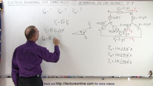 Electrical Engineering: Ch 13: 3 Phase Circuit (15 of 42) How to Find the Line Voltages? Y-Y