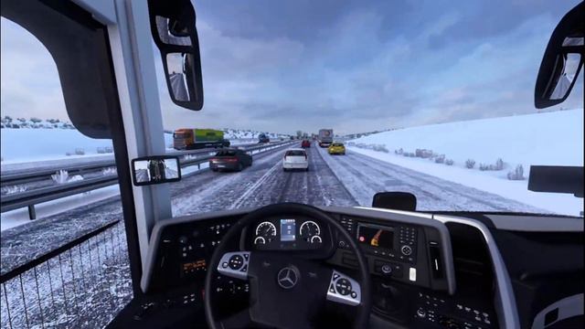 ETS 2 1.46 KAR MODUNDA KARLI HAVADA YENİ MERCEDES-BENZ TRAVEGO 15 SHD İLE URFA - ANTEP SEFERİ #ets2