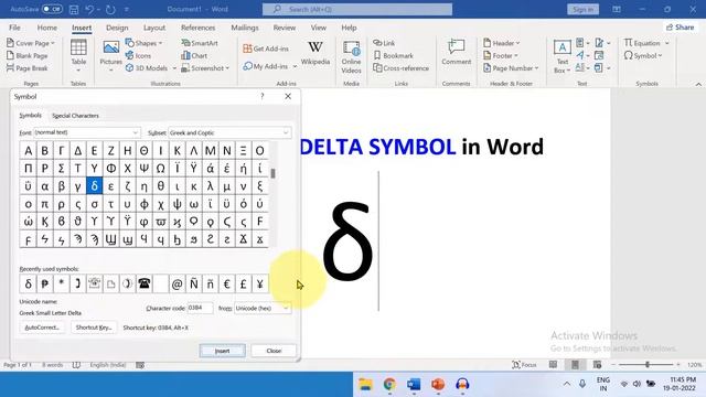 How To Insert DELTA SYMBOL In Word