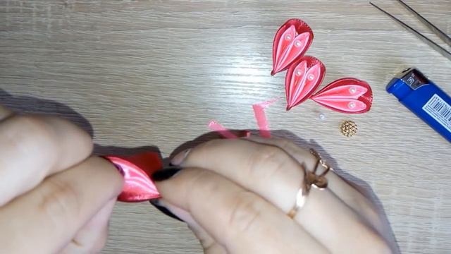 Бантики канзаши. Бантики из атласных лент. Канзаши мк.