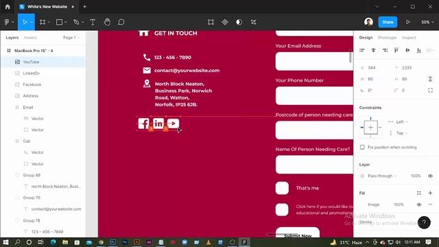 Contact Page Information  UI Design In Figma | Figma Tutorials | Cloud Designer