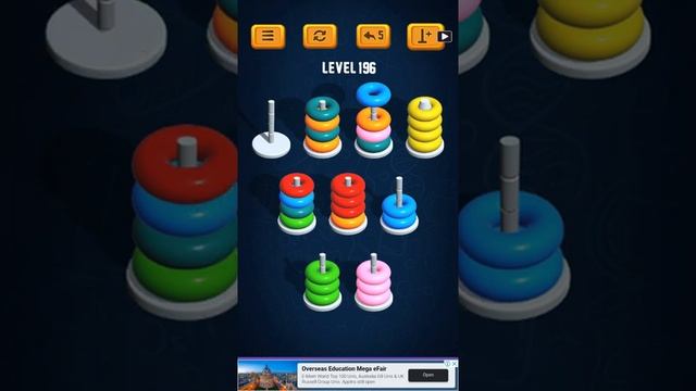 Hoop Sort Puzzle - Color Ring Stack Sorting Game Level 196 Solution