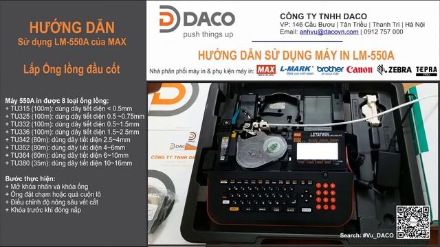 LM-550A-Lắp ống- Cách lắp ống in Máy in ống lồng đầu cốt LM 550A của MAX