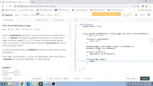 Find If Path Exists In Graph | Leetcode 1971 | Amazon Google Facebook Interview Question