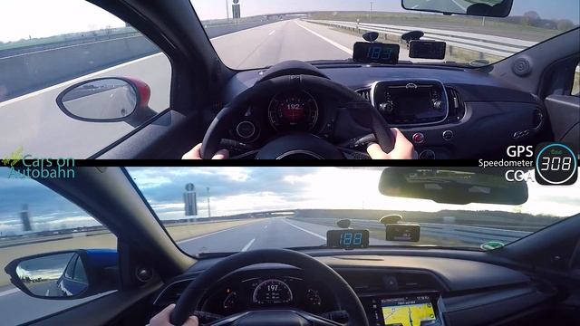 RACE: 2017 Abarth 595 Vs Honda Civic VTEC Turbo (0-230km/h) POV- Acceleration, Top Speed TEST✔