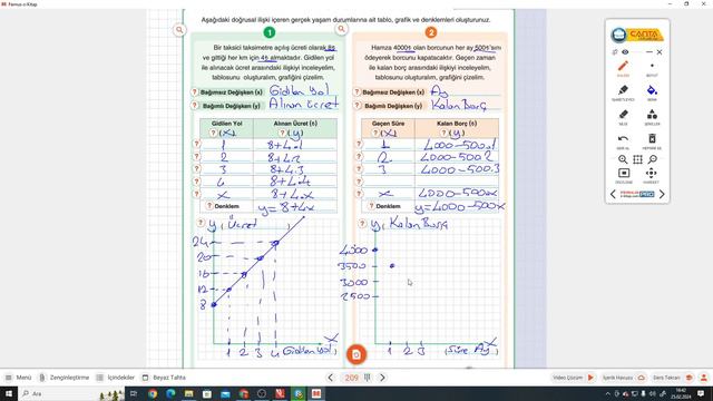 8.SINIF ÇANTA DEFTER S.206-207-208-209-210-211 DOĞRUSAL İLİŞKİLER