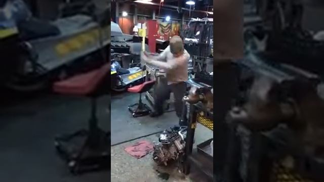 Smashing A Blown Snowmobile Engine