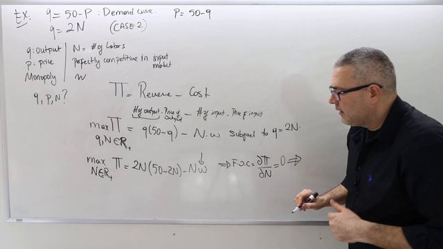 (IME2) Chapter 3 - Video 6: Example, Monopoly In Output Market And Competitive In Input Market.
