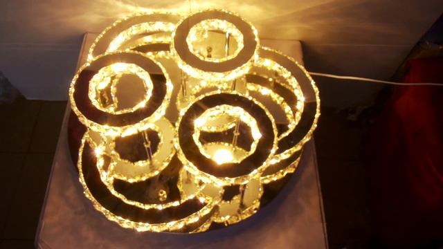 Как светит хрустальная Led люстра нового поколения 3 цвета с диммером!