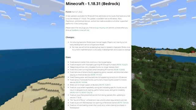 Minecraft Bedrock Update ?️ 1.18.31 ✅  Spectator Mode & HOTFIX Changes !! ( Changelog )