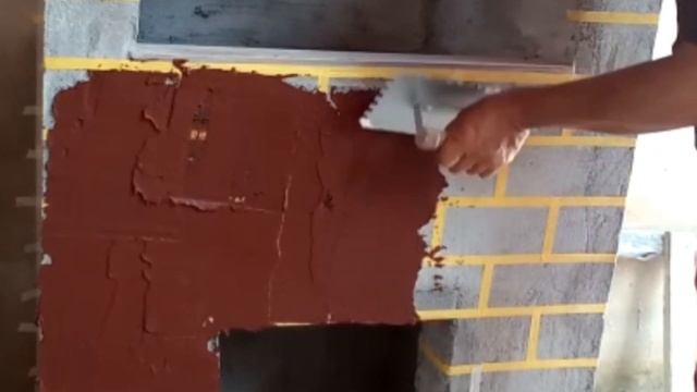 EFEITO TIJOLINHO COM ARGAMASSA EM CHURRASQUEIRA