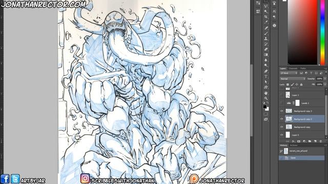 Scanning In 11.x17 + Removing Blue Lines In Photoshop [VENOM PRINT]