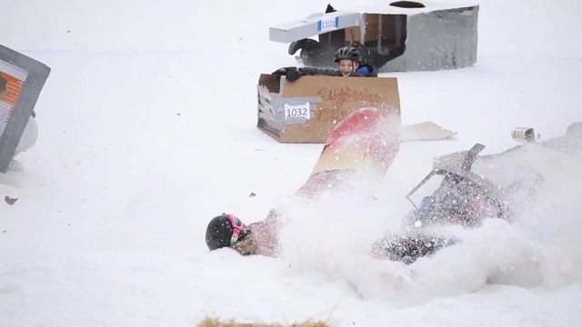 Cardboard Sleds Race, Collide And Crash At Winterfest 2023