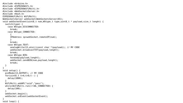 Arduino: ESP8266 & Websockets