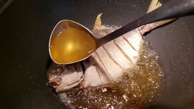 Deep Fried Pompano In Tom Yam Sauce.