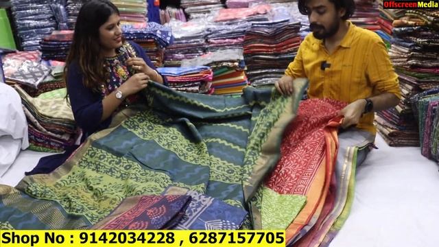 Hand Block Dabu Print/ Bagru Print/ Art Silk Maheshwari/ Batik /Art Linen & Tussar Saree Wholesale