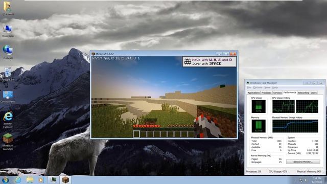 [TEST Low Spec] Minecraft On Low Spce Ram 1 GB Windows 32 Bit