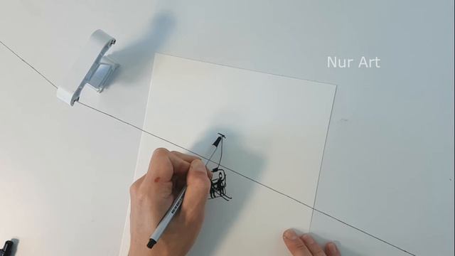 ГОРНОЛЫЖНЫЙ КУРОРТ - Рафа и Исмаиль на подъемнике [рисунок - 3d иллюзия]