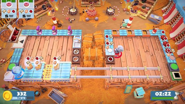Overcooked! 2: Carnival Of Chaos DLC Level 2-1, 4 Stars, Multiplayer (2 Players)
